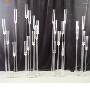 Kandelhouders Europese stijl Clear Acryl Long-Samping Round Bottom Holder Candlestick AB0145