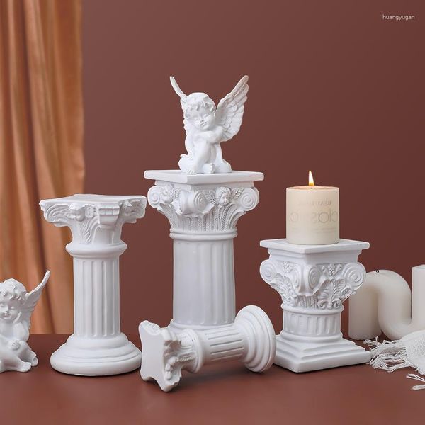 Candelabros de estilo europeo, regalos creativos, columna de decoración de boda, escultura de Ángel romano Retro para el hogar