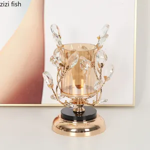 Bandlers Style Européen Crystal Strip Metal Candlestick Creative Home Living Room Dining Table Decoration Crafts