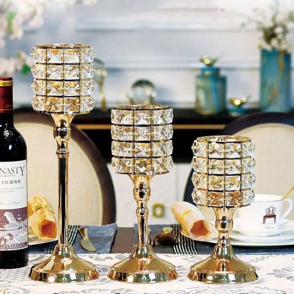 Candillas Centríesgos de bodas de cristal de estilo europeo Adornos de metal Candles Decoración del hogar