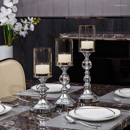 Soportes de velas Soporte de mesa de comedor de estilo europeo Decoración de la sala de estar Decoración de la luz de las velas Cena de cristal