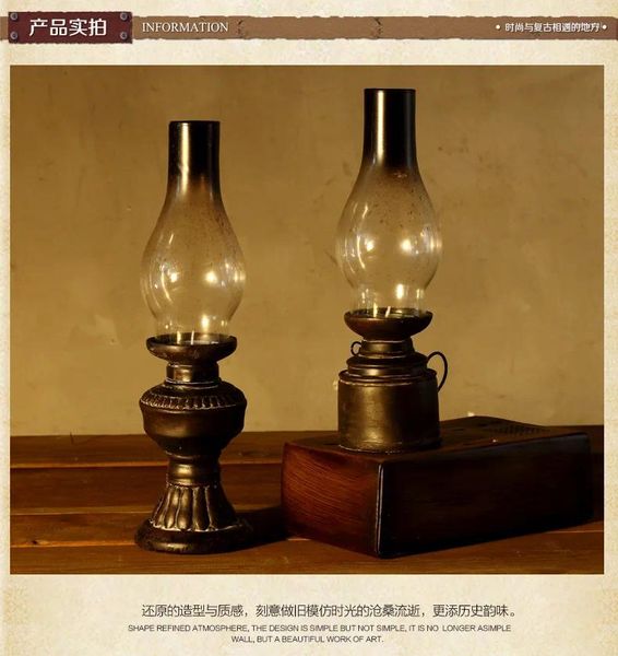 Bougeoirs de style européen Glass Iron Lantern Kerosène LAMPE CHANGUE