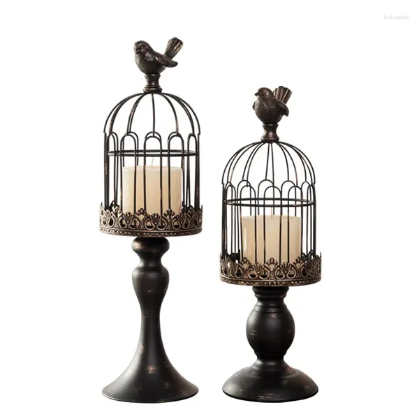 Bandlers de style européen Décoration de maison lanterne Iron Mariage Accessoires Stage créatif Ornements de bureau simple Modèle de cage d'oiseau B