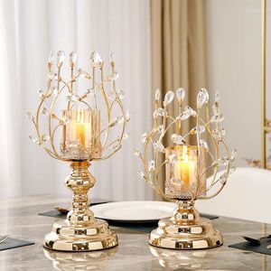 Kandelhouders Europese stijl Lichte luxe metalen kristal kandelaar eettafel Romantische kaarslicht Dinner Decorations Home