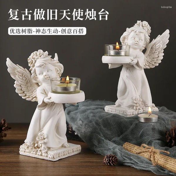 Bandlers Style European Retro Angel Candlestick Tabletop Decoration Romantic Candlelight Dinner