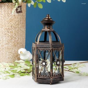 Kaarsenhouders Europese stijl retro romantische houder vloer windlamp woonkamer decoratie ornamenten glas winddicht