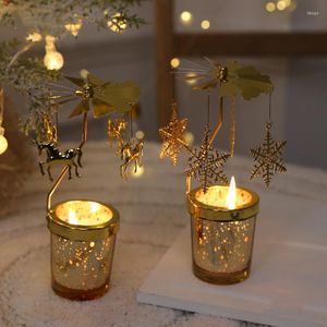 Bougeoirs style européen rotatif verre dîners aux chandelles accessoires de mariage romantique doré décorations pour la maison