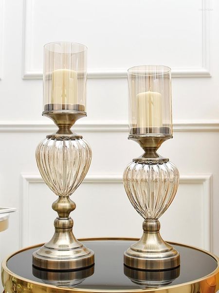 Bougeoirs Style Vintage européen porte-verre décoratif ménage métal lampe à vent chandelier salon ameublement Table à manger