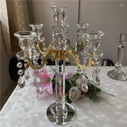 Bougeoirs exquis support en cristal de luxe pratique candélabre de mariage Banquet lustre Kerzenhalter décorations pour la maison CY50CS