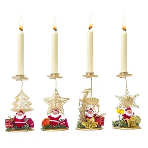 Bandlers Fashion Christmas Santa Claus Iron Holder Decoration Candlestick Decoration Ornement pour Home Cafe Party Festival Festival Gift
