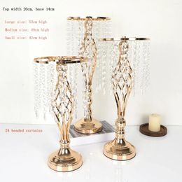 Bandlers Fashion Golden Metal Metal Candlestick Flower Stand Vase Table Centro Centre Event Rack Road Road Lead Wedding Decor