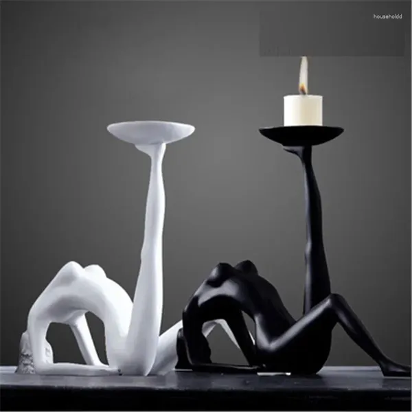 Candelas Fashion Nordic Nordic Minimalista Decoración de la sala de estar en blanco y negro Crafts Table Abraz Figurine Bailar Romantic X5256