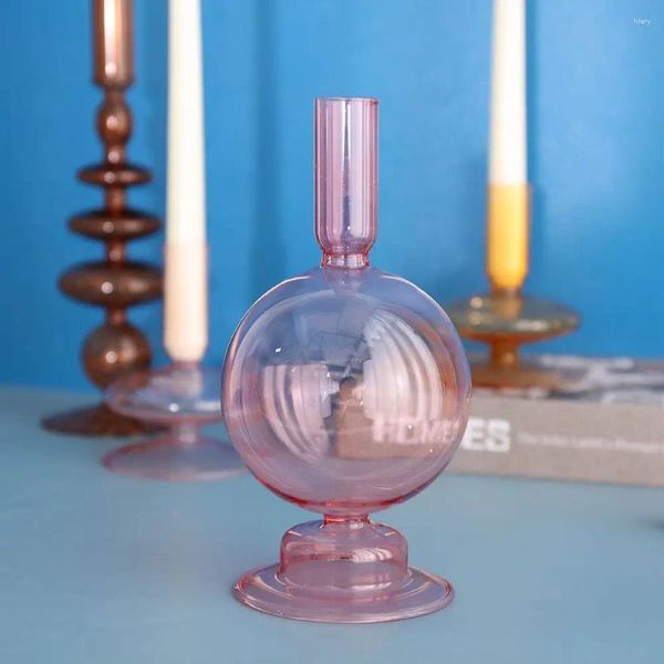 Bandlers Fashion Party Retro Vase Candlestick Stand Glass Wedding for Home Decoration