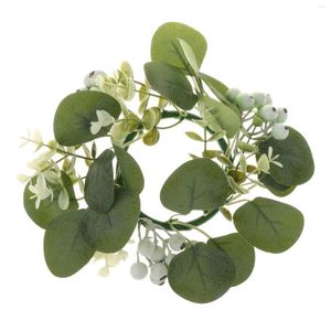 Bandleurs de bougeoirs Flox Flower Ring Creative Wreath Eucalyptus Feuilles de verdure pour les fêtes de la Saint-Valentin