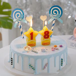 Candle Holders Five Pointed Star Digital Birthday Cake Baking Decoration Party Smosfeer Leveringen Baby Een jaar oud