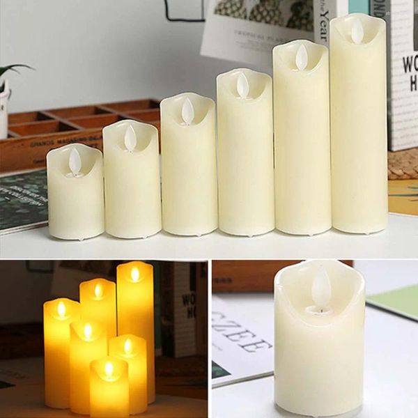 Soportes de velas Luces de velas en línea con lámpara de plástico Pilar parpadeante Batería Operada para el hogar Decoración de bodas de Navidad Cumpleaños