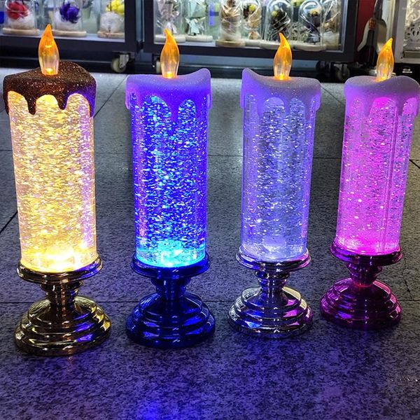 Los candelabros parpadean las velas sin envejecimiento de la Navidad USB USB recargable Cambio de agua LED para