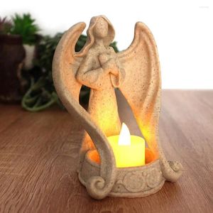 Bougeoirs vacants à thé scintillement des figurines anges LED sans flammes pour les cadeaux de sympathie décorations de maison en deuil en deuil