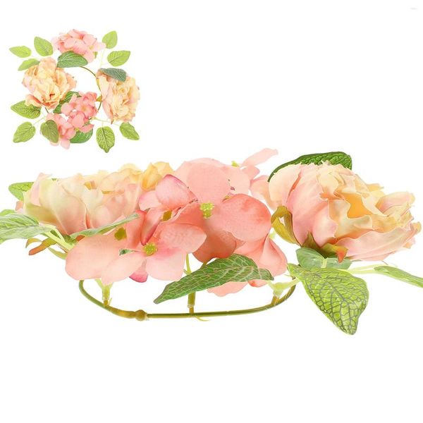 Corda de velas Coronas florales Puerta delantera Té de té artificial Anillo de anillo de flores Peony Tapla