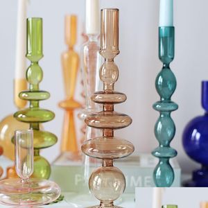 Bougeoirs Floriddle Taper Glass Congtiques pour la salle de mariage à la maison Party Party Vase Table Bookshelf Drop Delivery Garden Dhkdl