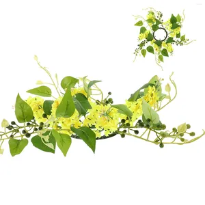 Bougeoirs Fleurs Décoration Artificiel Clelier Garland Garland Ring Pilier 25x25x8cm Couronne en plastique jaune