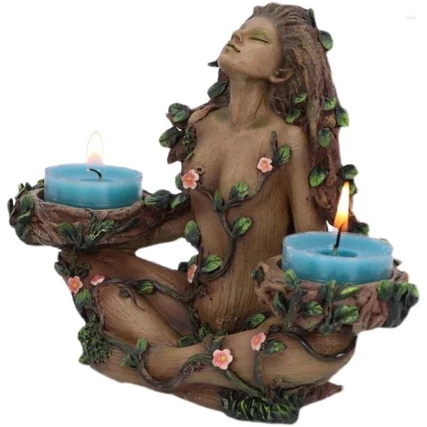 Bougeoirs protecteur de forêt, chandelier d'équilibre naturel, esprit d'arbre féminin, petit cadeau de décoration