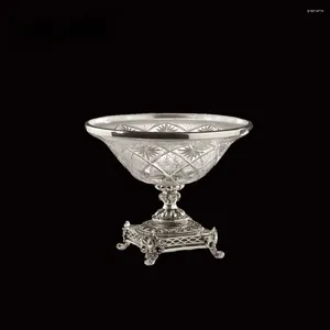 Candelabros de cristal con decoración chapada en plata, exquisito soporte de lujo francés