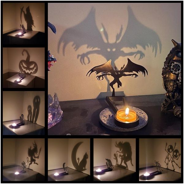 Bougettes Funny Shadow Bandlersder Home Tabletop Decorative Soalight Stands Halloween Horror Atmosphère Projection Ornement 230817
