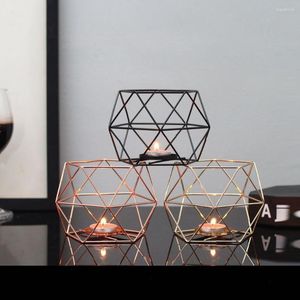 Bougeoirs géométrique support métallique chandelier ornement thé lumière fête de mariage Table décoration de haute qualité 1 Pc 3 pièces