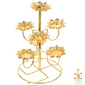 Bougendrs Ghee lampe Holder Creative Bandlestick Stand Metal Temple Temple Bougeoir Lotus Rack Home Articles