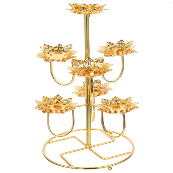 Bougeoirs Ghee porte-lampe chandelier créatif support en métal Lotus support Temple bougeoir bougies chauffe-plat