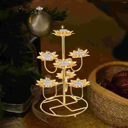 Bougendrs Ghee Lampe Holder Lotus Bougend Temple Craft Ornaments Shape Stand Burner Metal Candlestick for Innelesd Steel