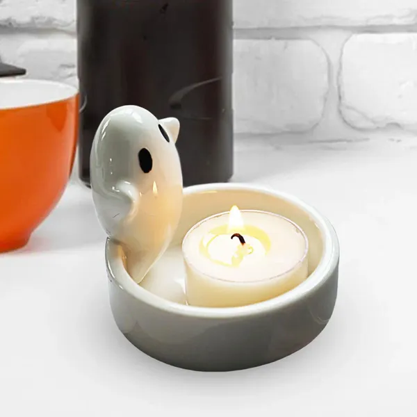 Bandlers Ghost Shape Table Candlestick Table maître porte-éteinte pour les cadeaux de la fête de salle de bain de la ferme de vacances