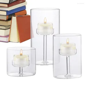 Bandlers Glass 3pcs Clear Votive Doalight Holder Candlestick Stand pour le mariage à la maison