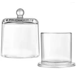 Bougeoirs couvercle en verre boîte à bonbons ménage support de verre tasses décor avec dôme Cube pot pots couvercles cire transparente S