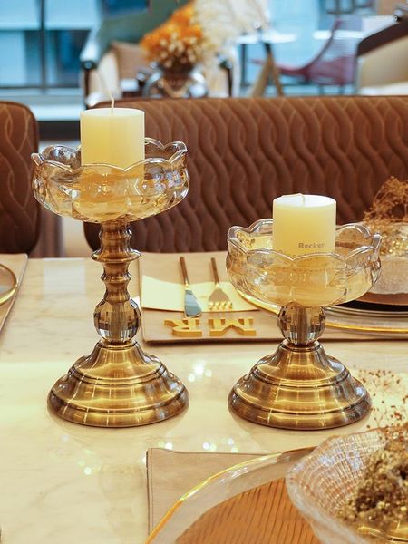 Bougeoirs verre cristal pièce maîtresse chandelier de luxe support en métal fêtes cérémonie de mariage pour Table décor à la maison