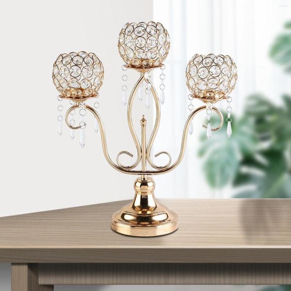 Bougeoirs Verre Cristal Titulaire 3 Bras Votive Stand Candélabre Candélabre Lumière De Thé Pour La Fête De Noël Décor Cadeau