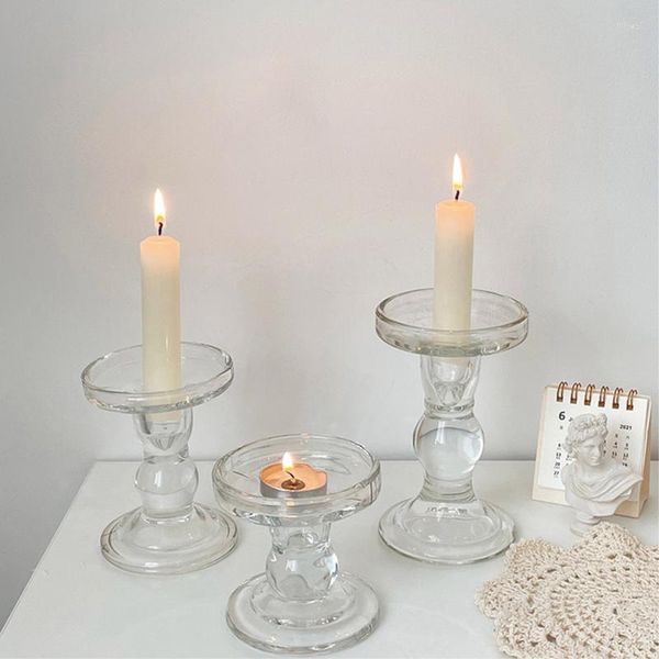 Candlers Glass CrystalCandle Pillar Ta Light Light Candlestick Ensemble de décoration de mariage Decoration Decor Cadeaux pour la fête