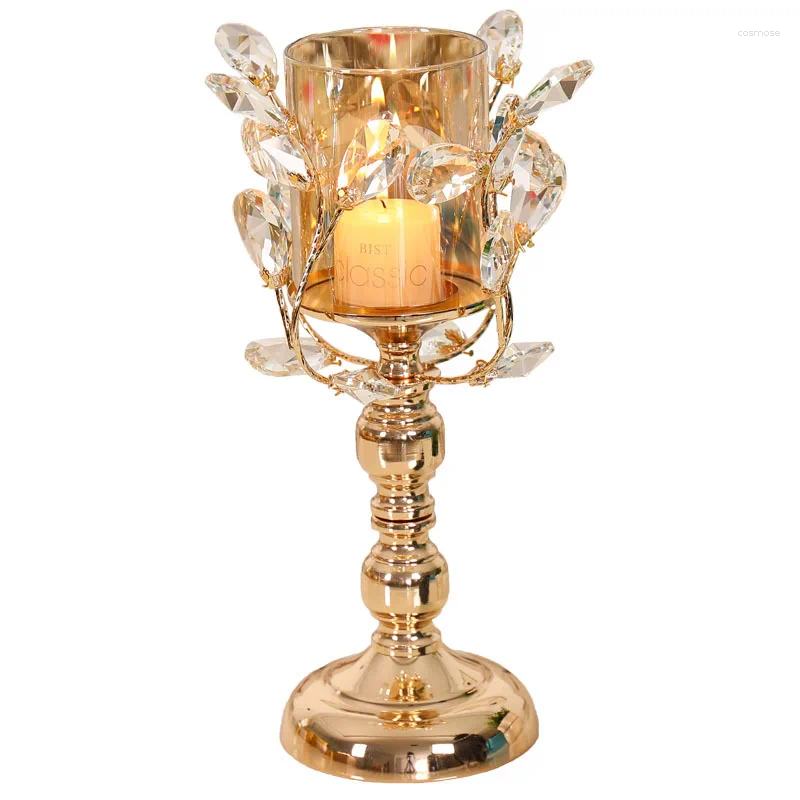 Ljusstakar Glas Högfoten Candlestick Romantisk levande ljus Middag bröllop Rekvisita Creative Home Golden Scental Crystal