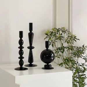 Candlers Porte-verre pour décoration intérieure décorative rustique mignon petit vase noir eau hydroponique fleur
