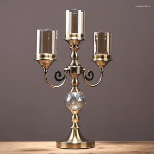 Kaarsenhouders glas metalen houder unieke mal Noordse moderne kroonluchter luxe portavela's trouwtafel decoratie