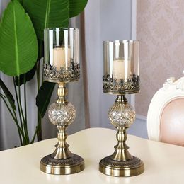 Candillas Velas perfumadas de vidrio Pedestal nórdico Soporte de lujo Metal Candelabros lindo para velas decoraciones para el hogar