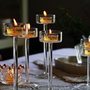 Kandelaars Glas Set Theelichthouder Home Decor Bruiloft Tafel Centerpieces Kristal Diner tafel instelling 230701