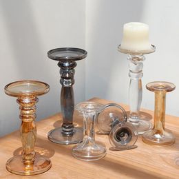 Kaarsenhouders glas eenvoudige pilaarhouder middelpunt grote vintage creatieve luxe porta candele kamer decoratie ah50ch