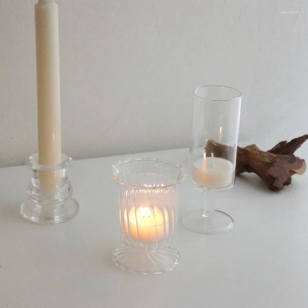 Bougeoirs verre votif clair photophore pour mariage centres de table décor à la maison