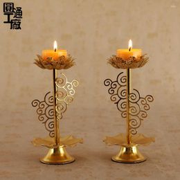 Candlers porte-lampe dorée de la lampe de ghee décoration Bouddha Hall Ustensiles Ornement en alliage