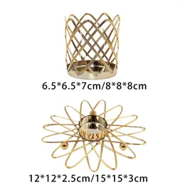 Bougeoirs en or, support décoratif pour bougie chauffe-plat, chandelier pour décoration de centre de Table de maison de mariage