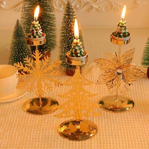 Candelabros de hierro dorado, decoraciones románticas de candelabros navideños para el hogar, cena a la luz de las velas