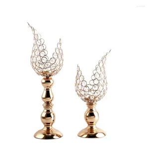 Bandlers Gold Metal Flower Shap Crystal Holder Stand European Iron Stick for Wedding Table Table Centre central Décoration d'événements