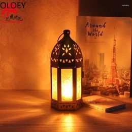 Bandlers Gold Marocain Nordic rétro Mariage Retro Centres Home Decoration Garden Candlestick Iron Tall Lantern Lampe